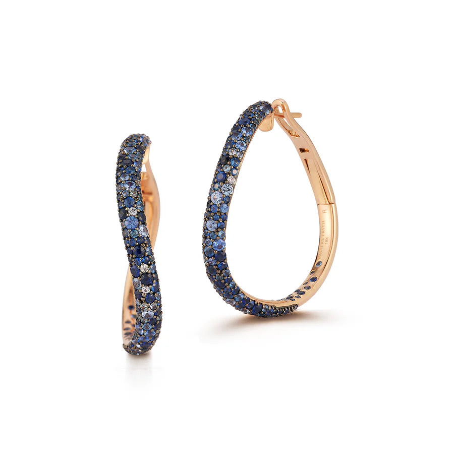 Ladies elegant topaz stud earrings -Walters Faith 'JULIAN' Sapphire Curved Hoop Earrings