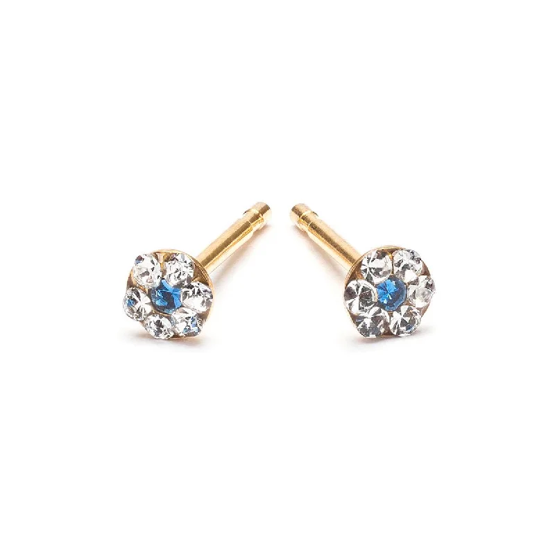 Ladies elegant ruby petal earrings -White & Sapphire Gold Plated Mini Daisy Earrings