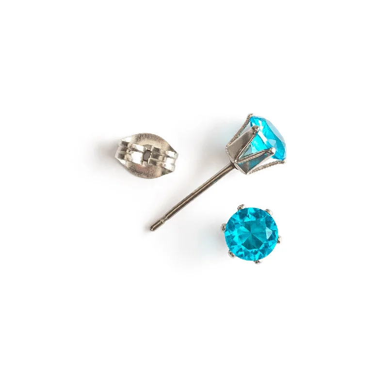 Ladies bold gold petal earrings -Turquoise Titanium Stud Earrings