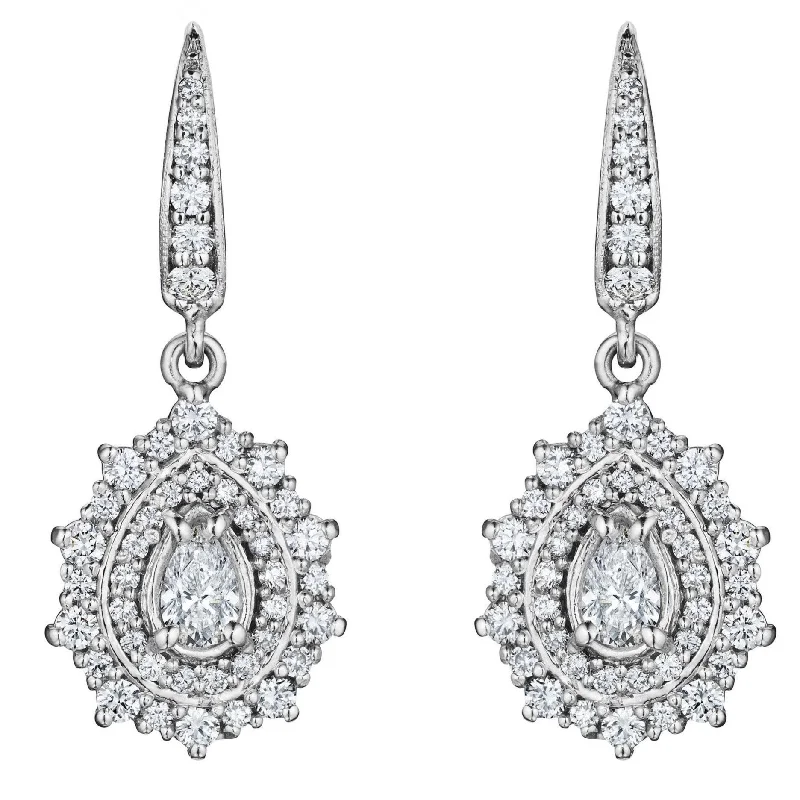 Vintage crystal petal earrings for women -Penny Preville Pear Halo Drop Earrings