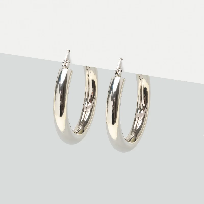 Classic gold vine stud earrings for ladies -Silver Chunky Hoop Earrings