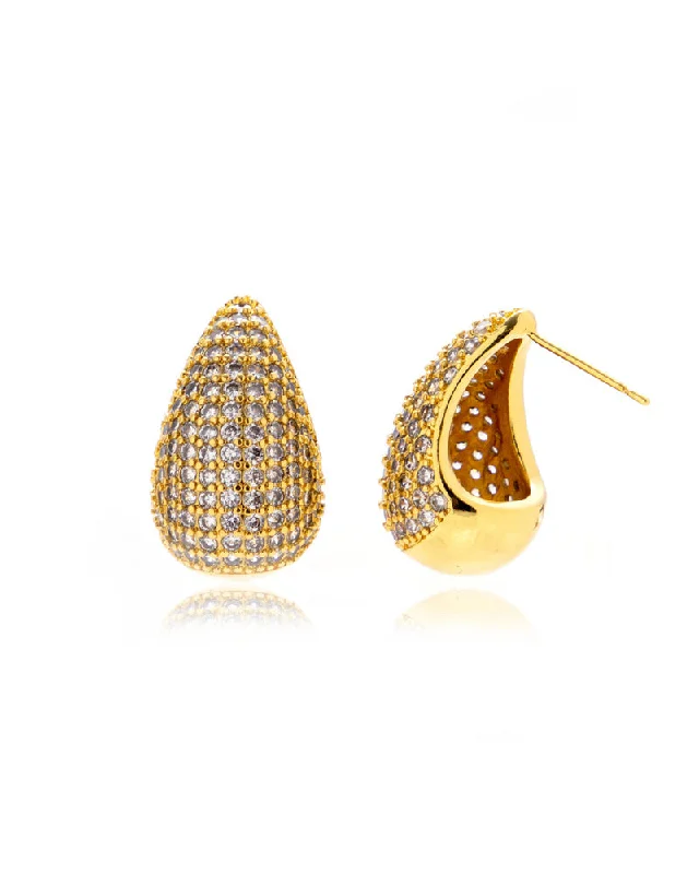 Trendy gemstone arch earrings -The Pave Gia Earrings