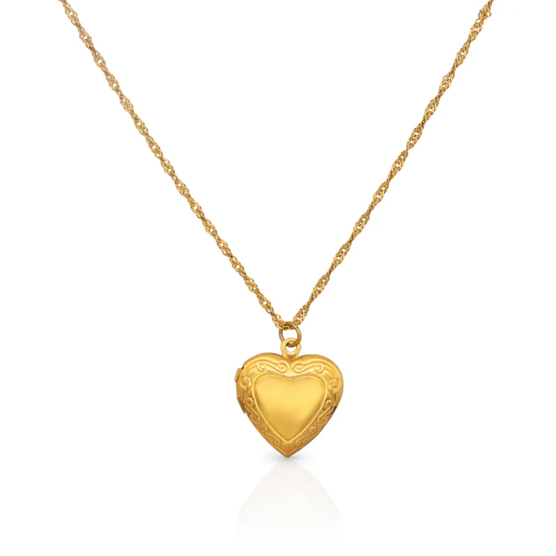 Ladies bold geometric choker necklaces -The Open Your Heart Locket Gold Necklace