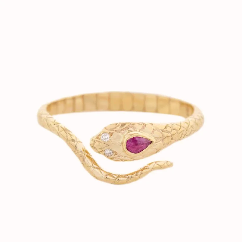 Ladies mixed gemstone engagement rings -COBRA RUBY & DIAMONDS RING