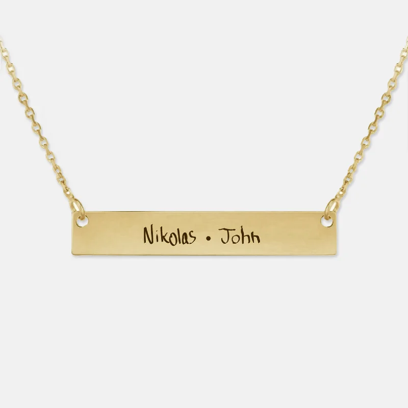 Ladies floral silver necklaces -Personalized Bar Necklace