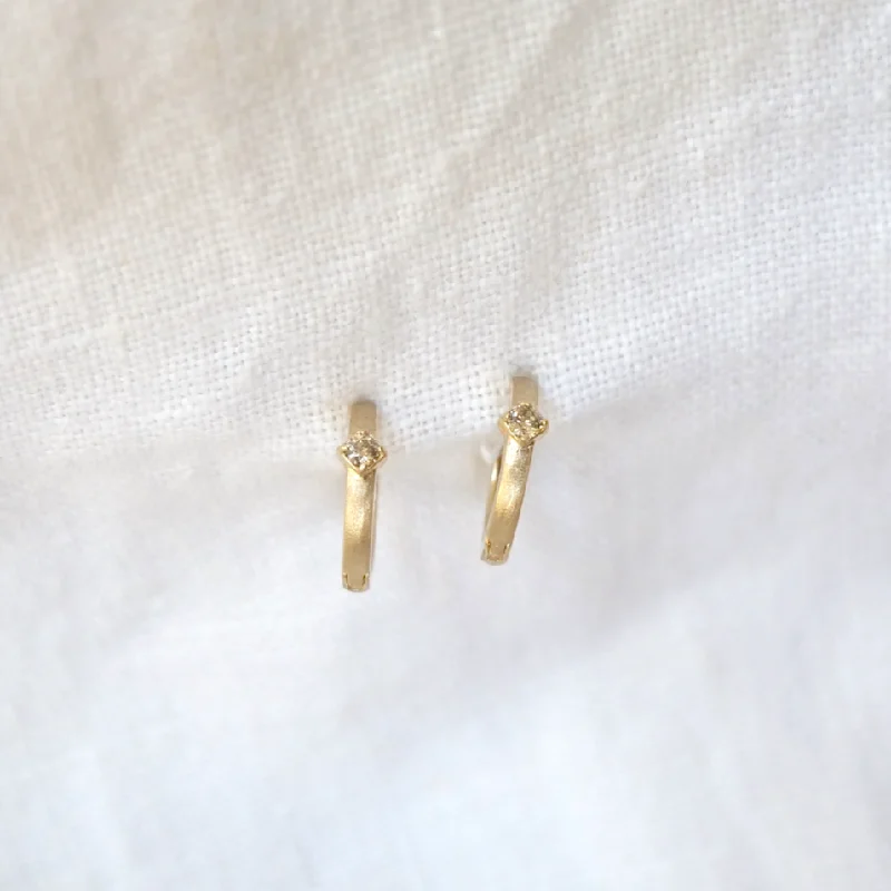 Vintage gold crescent drop earrings -Matte Diamond Clickers