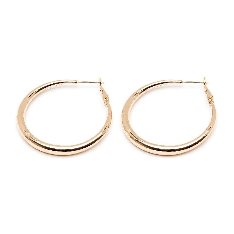 Ladies minimalist silver petal earrings -Medium Graduated Hoop Earrings