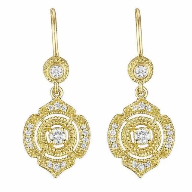 Ladies lightweight vine earrings -Penny Preville Diamond Shield Drop Earrings