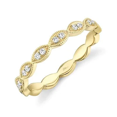 Classic gold vine engagement rings for ladies -0.13CT DIAMOND BAND