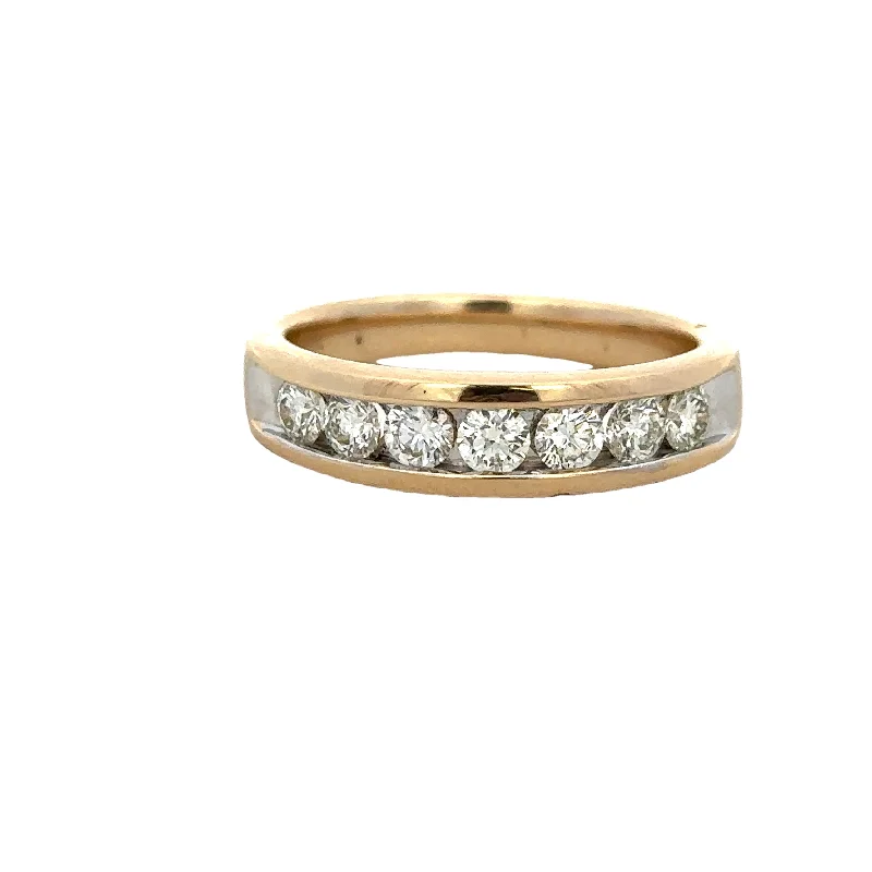 Classic gold arch engagement rings for women -Channel Set Diamond Band in Yellow Gold