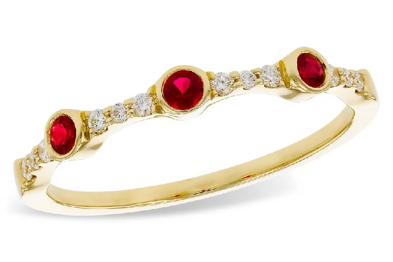 Vintage-inspired jade engagement rings -14K Yellow Gold 0.24ctw Ruby & Diamond Station Ring by Allison Kaufman