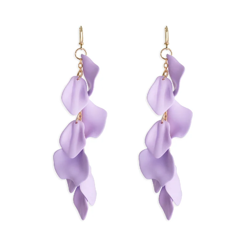 Ladies curved gold earrings -Lilac Wisteria Dangle Earrings