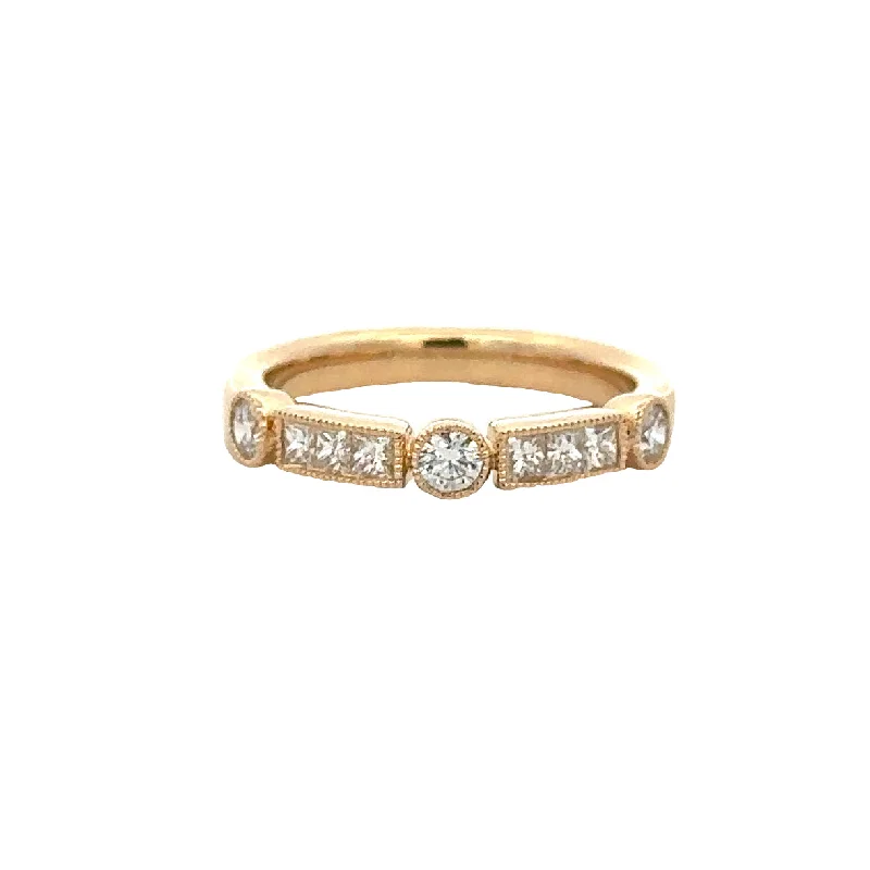 Ladies minimalist pearl arch engagement rings -.50 CTW Diamond Band in Yellow Gold