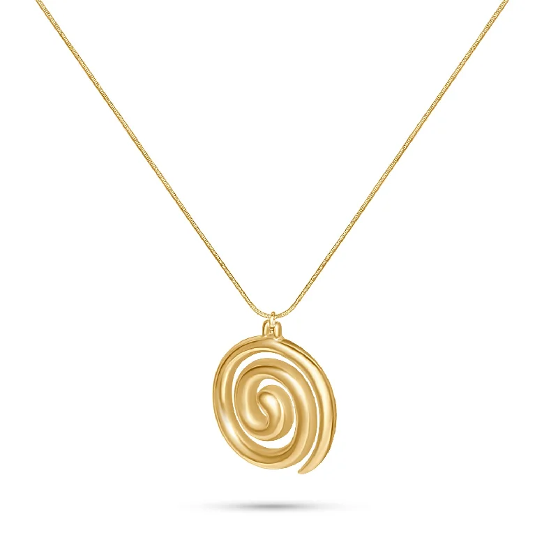 Simple rose gold bar necklaces for ladies -Gold Spiral Necklace