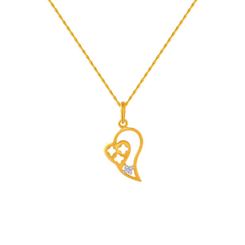 Vintage crystal drop necklaces for women -14KT (585) Yellow Gold And American Diamond Pendant For Women