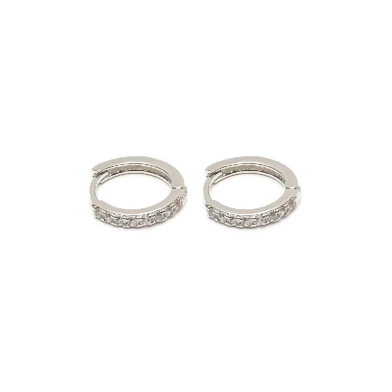 Vintage-inspired jade drop earrings -White Pave Crystal Huggie Hoops