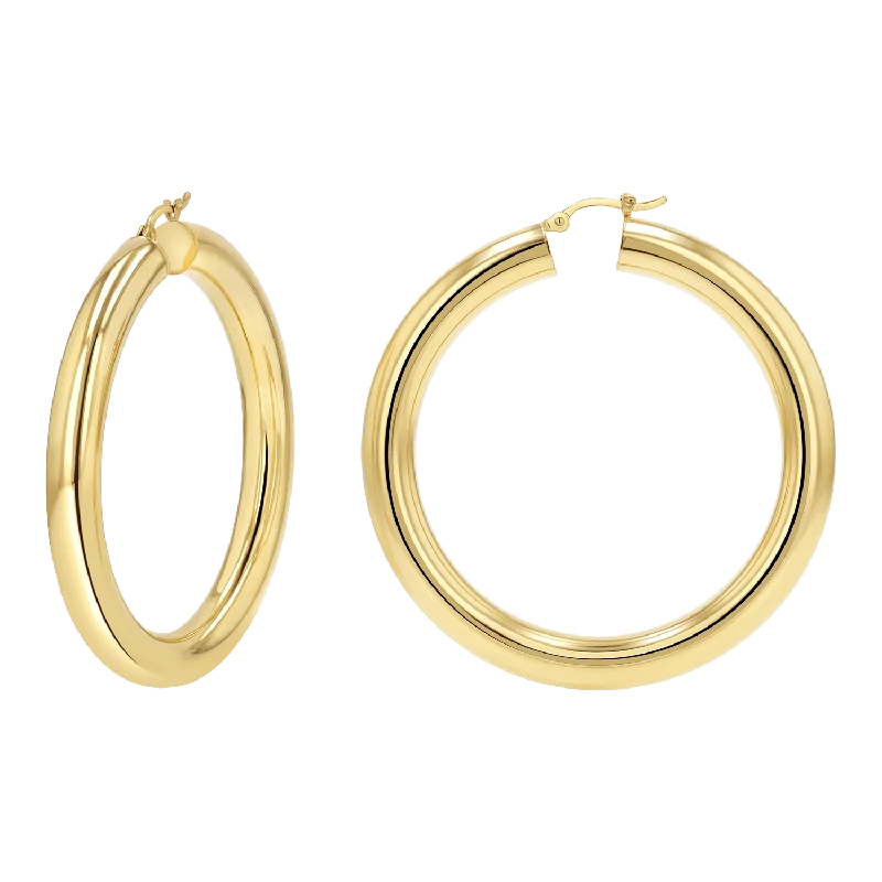 Vintage gold crescent drop earrings -6mm Grand Tube Hoop Earrings