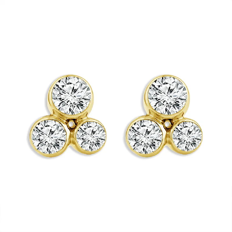 Ladies shimmering garnet earrings -14K Yellow Gold Bubbles Stud Lab Grown Diamonds Stud Earrings