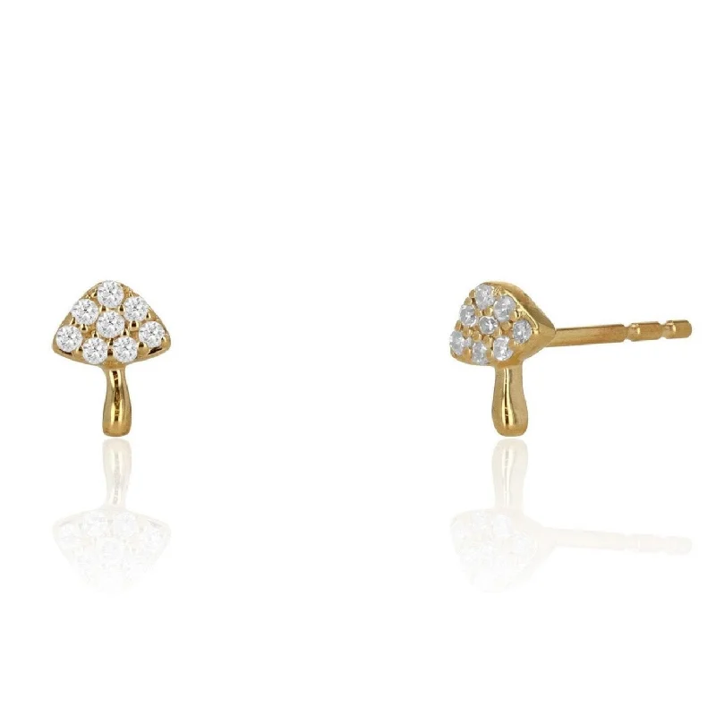 Ladies trendy geometric hoop earrings -Rachel Reid Mini Diamond Mushroom Earrings