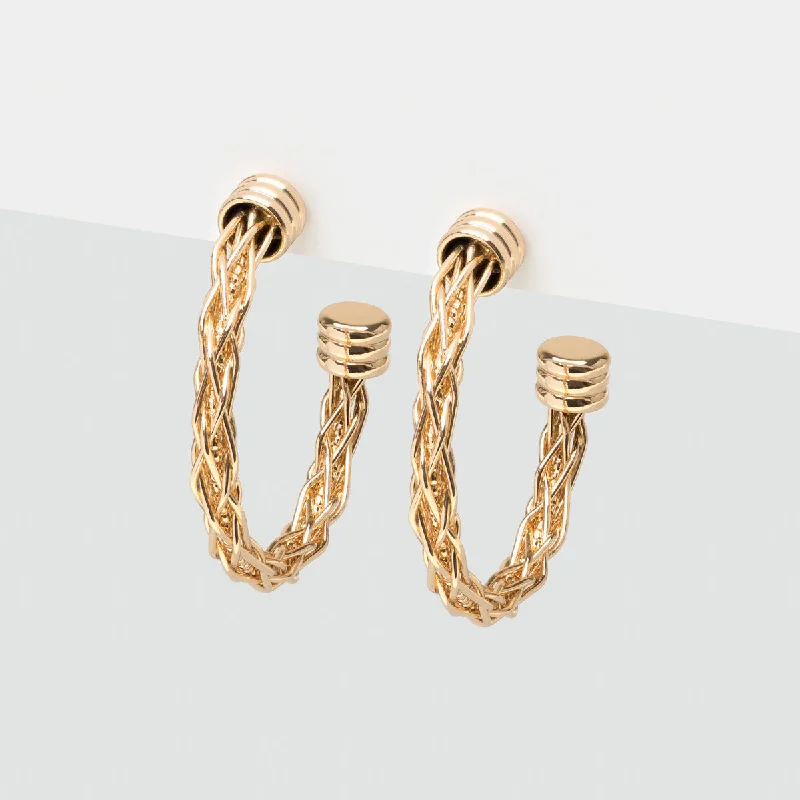 Ladies floral gold drop earrings -Large Braided Hoop Earrings