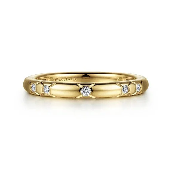 Ladies vintage-style spiral engagement rings -14K Yellow Gold Diamond Ladies Stackable Ring