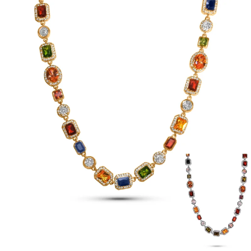 Elegant gold accent necklaces for women -Coloured CZ Necklace