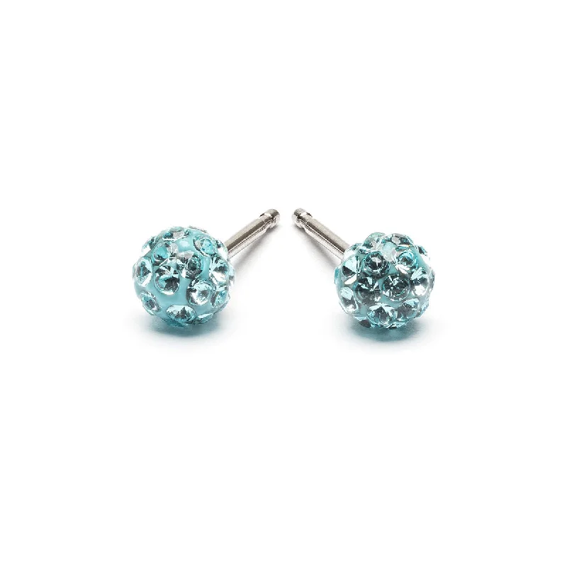 Classic pearl spiral earrings for women -Mini Aqua Pave Earrings