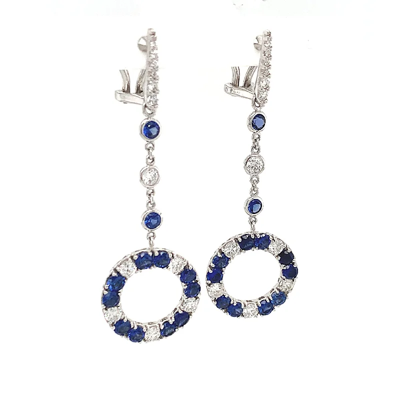 Vintage crystal arch earrings -Sapphire & Diamond Circle Drop Earrings