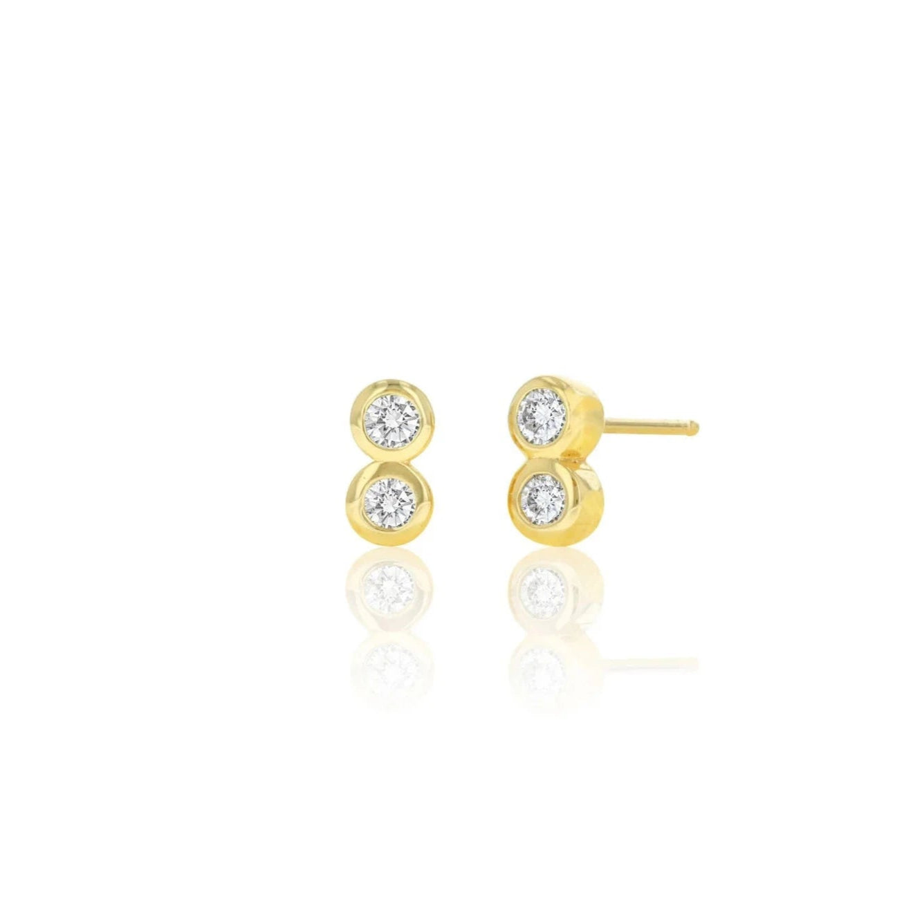 Vintage crystal petal earrings for women -Rachel Reid Diamond Bezel Duo Stud Earrings