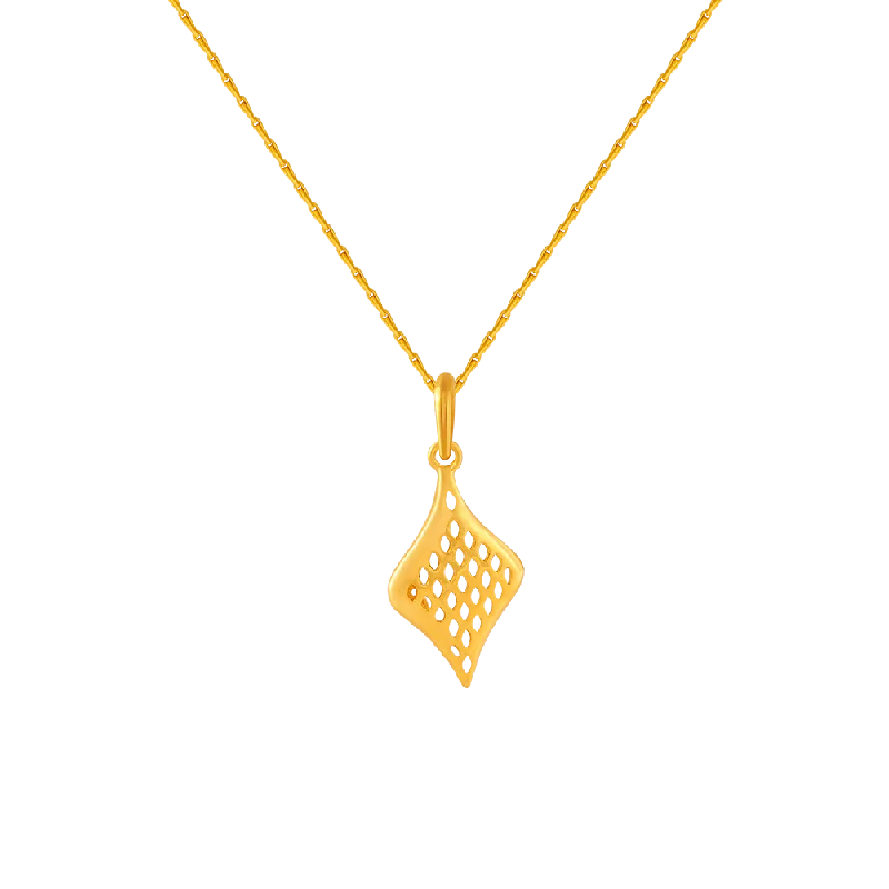 Vintage-inspired crystal necklaces for women -14KT (585) Yellow Gold And American Diamond Pendant For Women