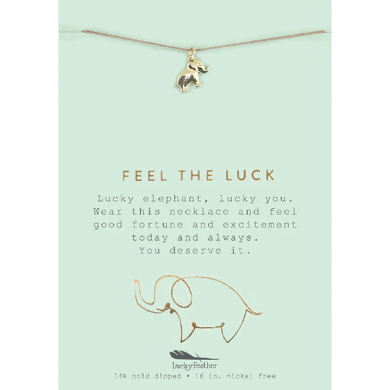 Simple gold bar pendant necklaces for ladies -Feel the Luck - Gold Elephant Necklace