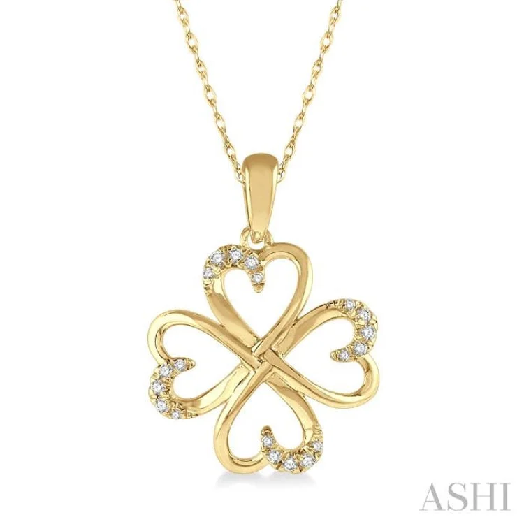 Elegant silver floral necklaces for women -1/10 Ctw Infinity Heart Round Cut Diamond Pendant With Chain in 10K Yellow Gold