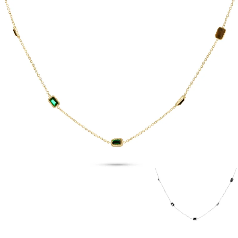 Vintage crystal drop necklaces for women -Multiple Green Stone Necklace