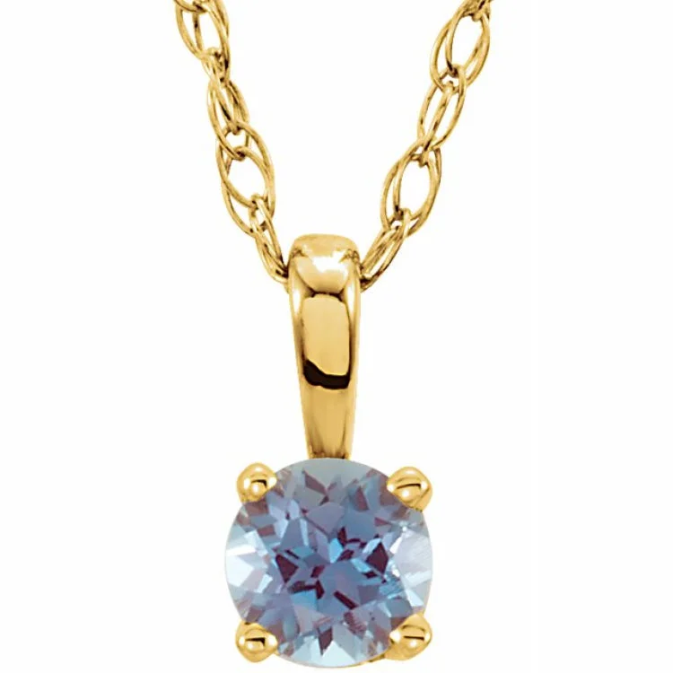 Simple diamond drop necklaces for women -14K Yellow 3 mm Alexandrite Youth Solitaire 14" Necklace