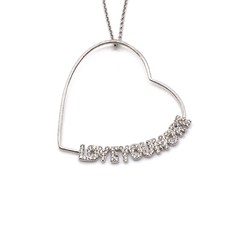 Ladies delicate emerald pendant necklaces -Lucy Love Necklace in White Diamonds and White Gold