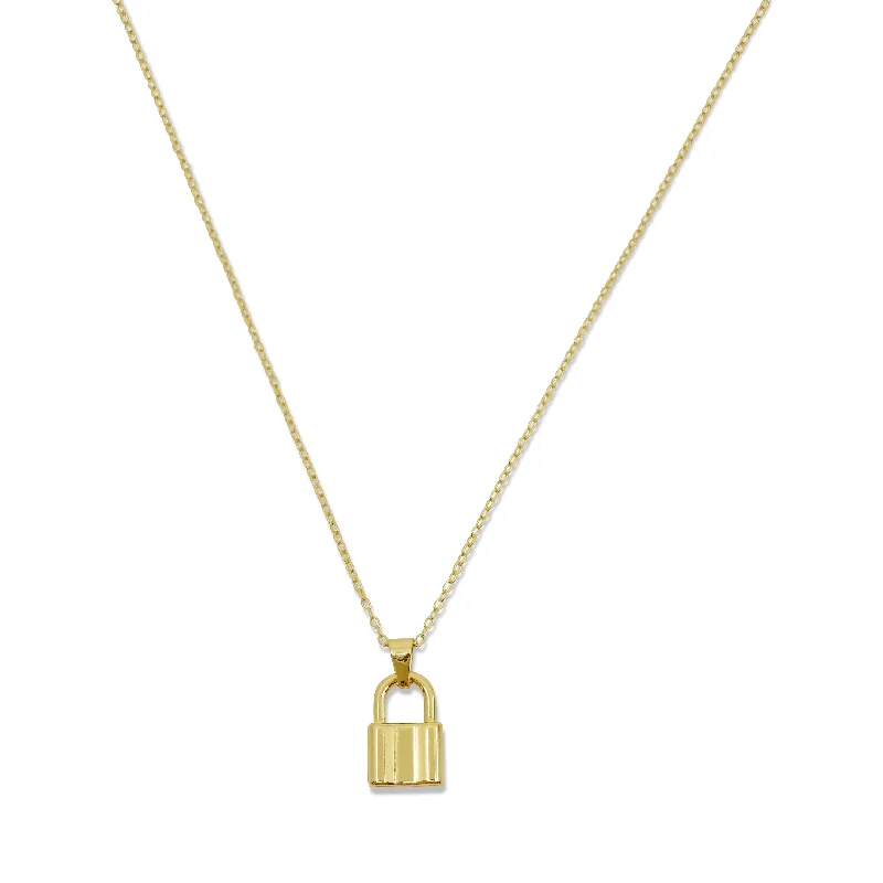 Vintage gold tassel necklaces for women -The Padlock Gold Necklace