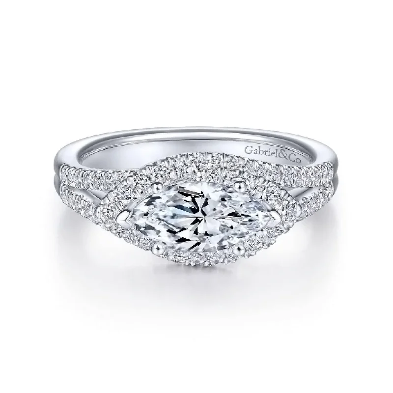 Ladies delicate floral twist engagement rings -Diamond Semi-Mount Ring