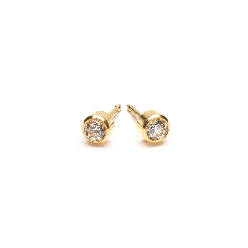 Elegant gold petal earrings for women -April Birthstone Bezel Gold Stud Earrings