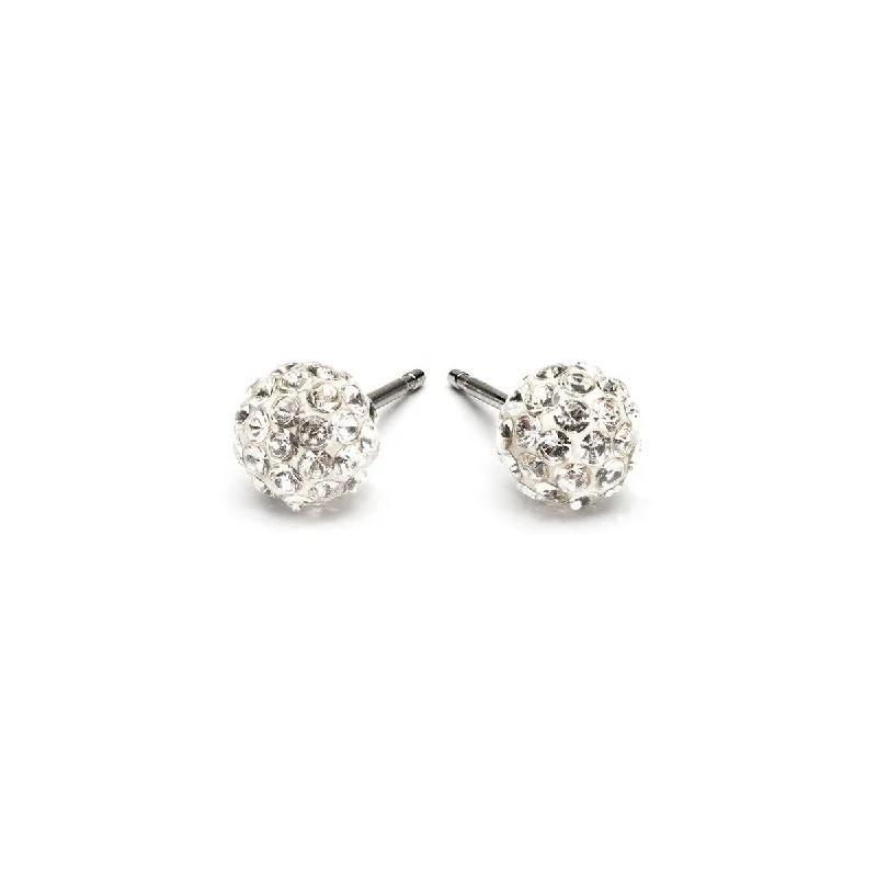 Ladies bold gold petal earrings -Medium Crystal Pave Earrings