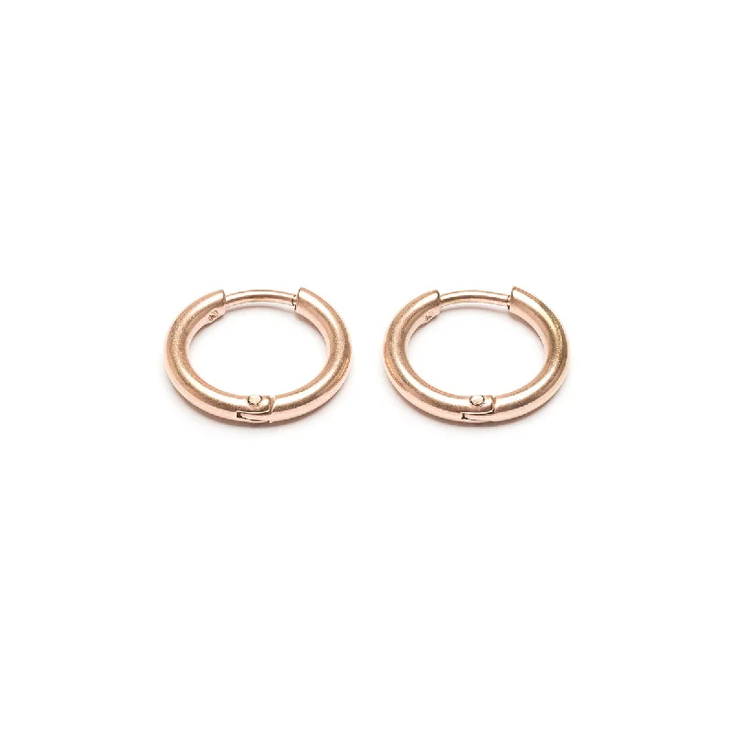 Elegant pearl spiral earrings for ladies -Small Huggies Rose Gold Plated