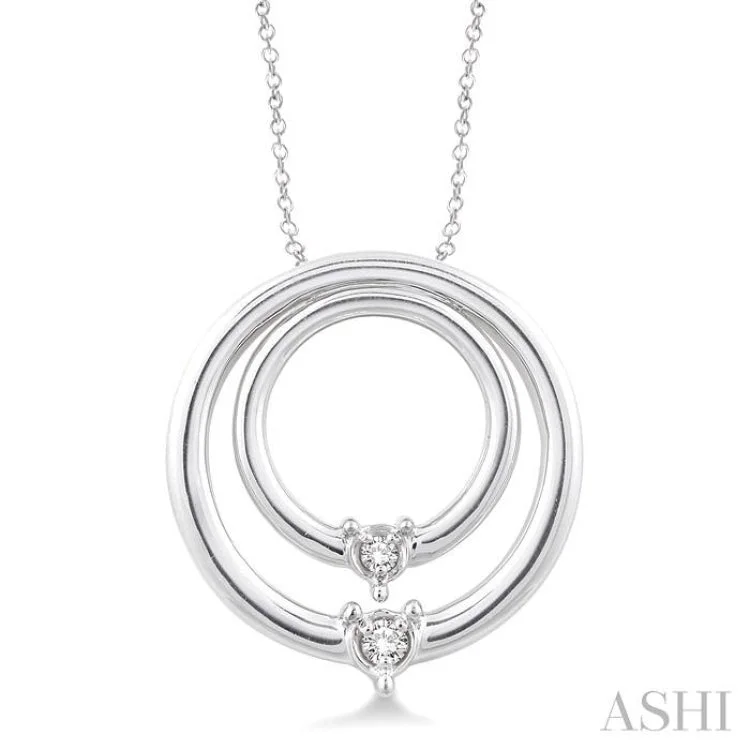 Modern platinum choker necklaces -1/20 Ctw Round Cut Diamond Circle Pendant in Sterling Silver with Chain