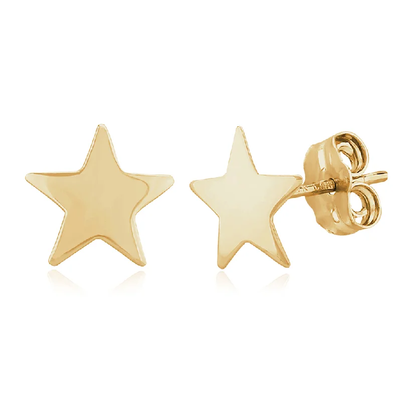 Classic silver swirl drop earrings -14K Yellow Gold Star Stud Earrings