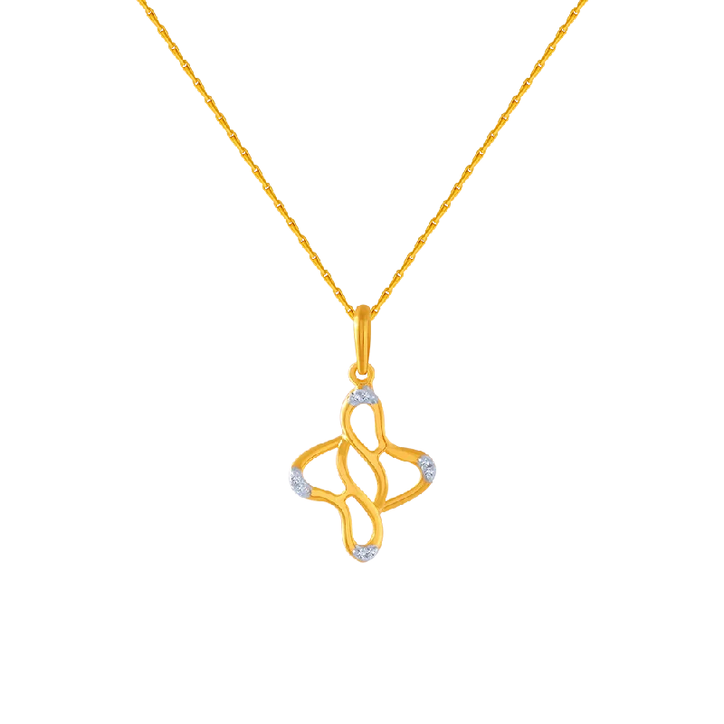 Delicate diamond accent necklaces for women -14KT (585) Yellow Gold And American Diamond Pendant For Women