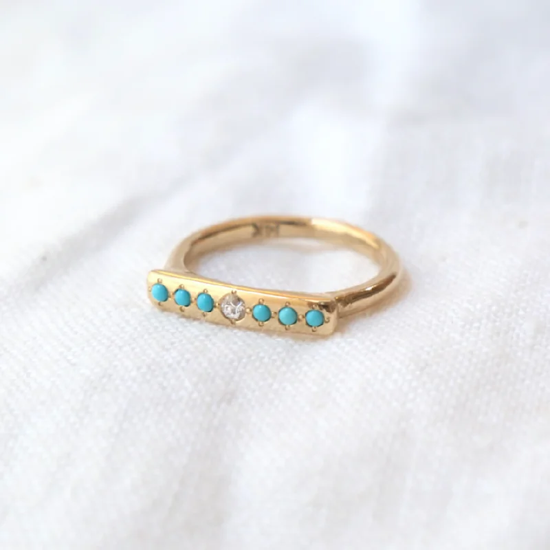 Modern rose gold twist engagement rings -Message Ring - Turquoise with Diamond