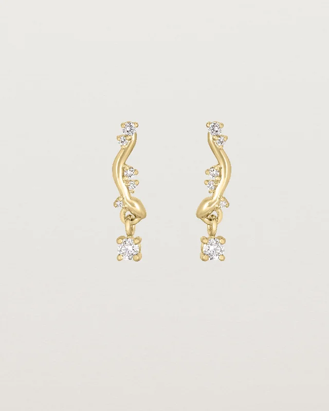 Ladies trendy geometric hoop earrings -Ember Earrings | Diamonds