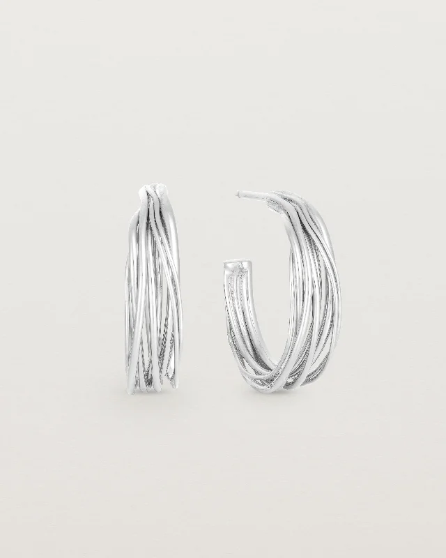 Classic silver spiral earrings for ladies -Kamali Hoops