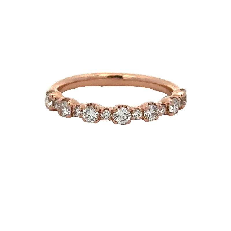 Ladies unique moon halo engagement rings -Diamond Band in Rose Gold