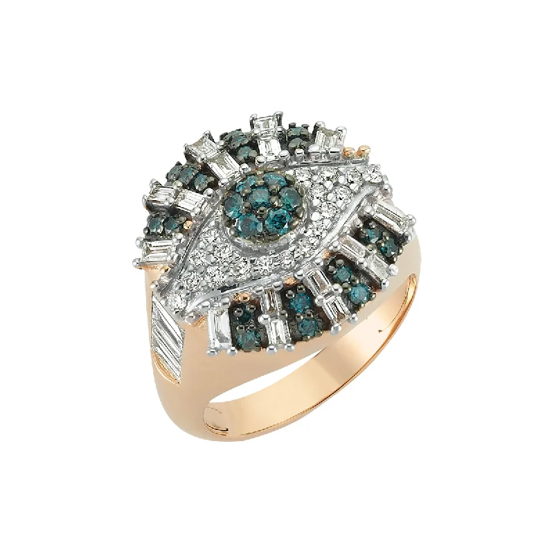 Ladies boho-inspired tribal ring -EYE LIGHT GOLD DIAMOND RING