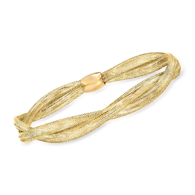 Classic gold link bangle bracelets for women -Ross-Simons Italian 14kt Yellow Gold Double-Mesh Bangle Bracelet