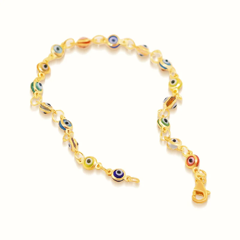 Delicate rose gold vine bracelets for women -Women's Vermeil Multi Color Evil Eye Bracelet